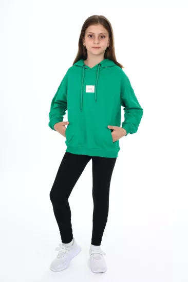 Toontoy Kız Çocuk Kapüşonlu Cepli Sweatshirt Ve Tayt İkili Takım