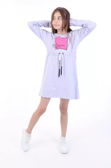 Toontoy Kız Çocuk Belden Bağlamalı Sweatshirt Elbise