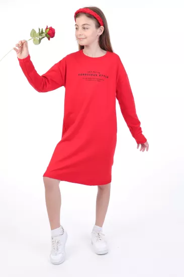 Toontoy Kız Çocuk Baskılı Uzun Elbise