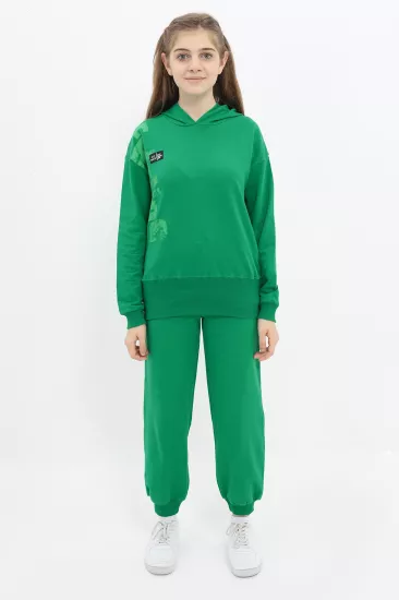 Toontoy Kız Çocuk Kapüşonlu Sweatshirt ve Eşofman Alt İkili Takım