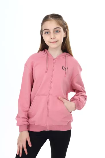 Toontoy Kız Çocuk Fermuarlı Kapüşonlu Sweatshirt