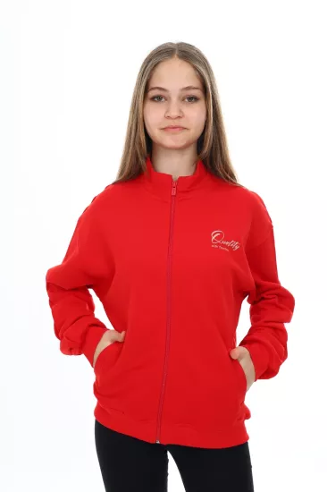 Toontoy Kız Çocuk Fermuarlı Dik Yaka Sweatshirt