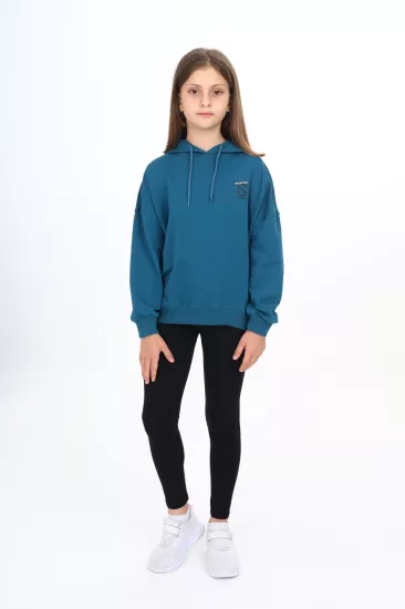 Toontoy Kız Çocuk Kapüşonlu Baskılı Sweatshirt Ve Tayt İkili Takım
