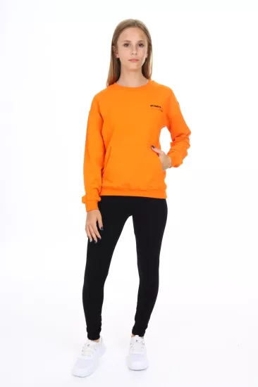 Toontoy Kız Çocuk Baskılı Kanguru Cepli Sweatshirt Ve Tayt İkili Takım