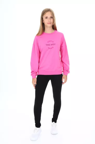 Toontoy Kız Çocuk Baskılı Sweatshirt Ve Tayt İkili Takım