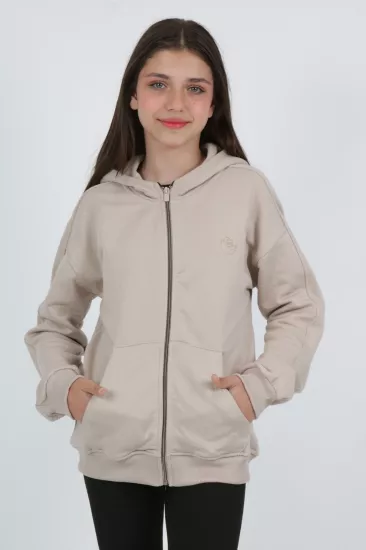 Toontoy Kız Çocuk Fermuarlı Kapüşonlu Sweatshirt