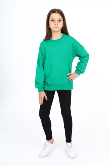 Toontoy Kız Çocuk Yırtmaçlı Sweatshirt Ve Tayt İkili Takım