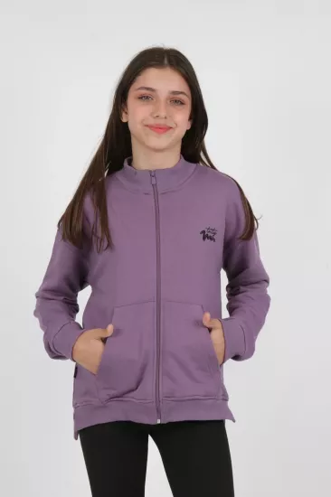 Toontoy Kız Çocuk Fermuarlı Dik Yaka Sweatshirt